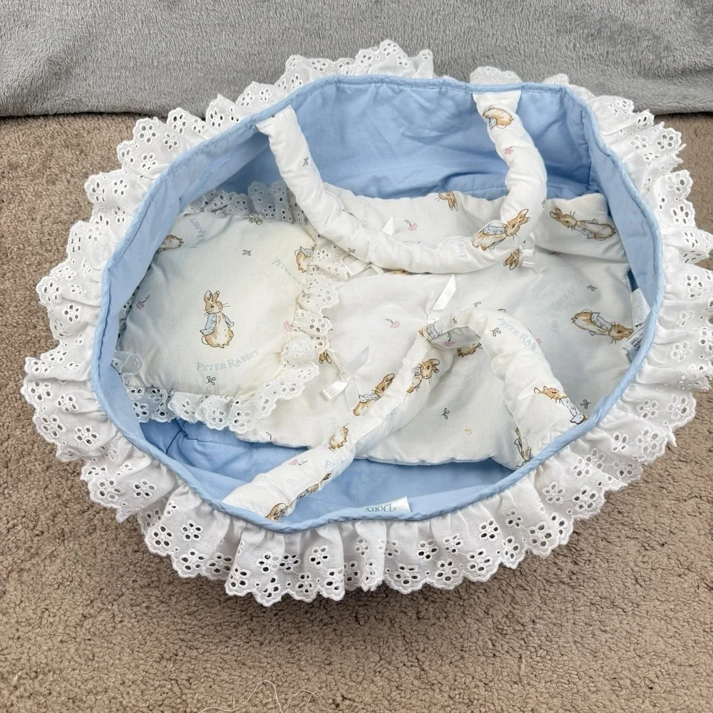 Cuddle My Dolly Peter Rabbit Carrier Lot Of 2 One Bedding Set Vintage 90s